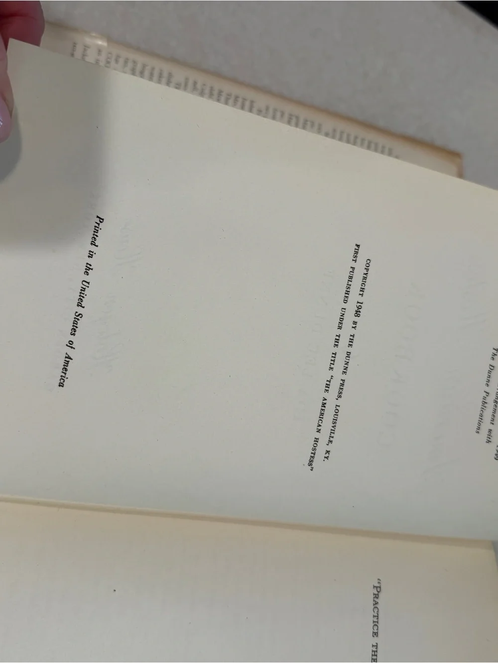 The American Hostess Cook Book - Green & Cream Hardcover Spine 1941